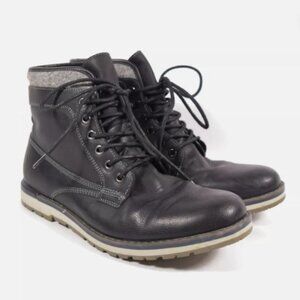 Sonoma Watkins Ortholite Black Faux Leather Lace Up Walking Boots Sz 9